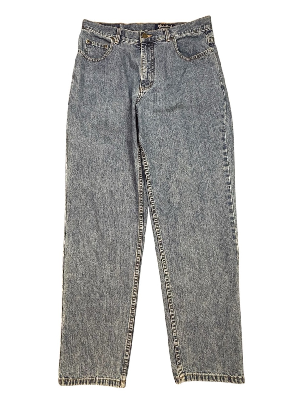 VTG Eddie Bauer Denim Mom Jeans Sz 14 Blue High Rise Straight Leg Y2K Distressed